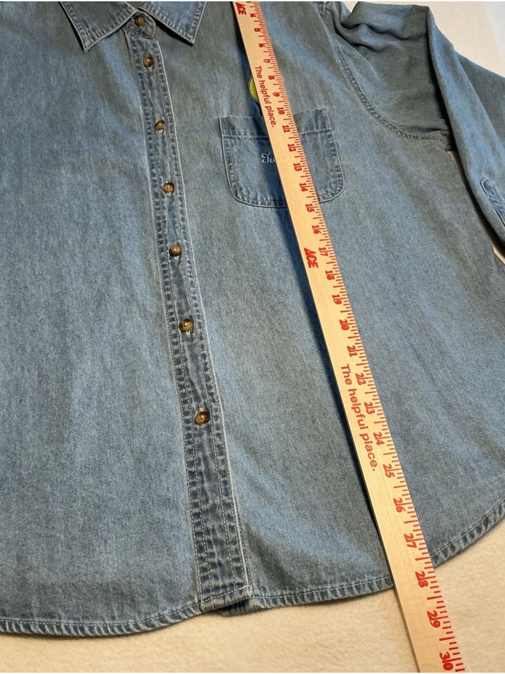 Vintage 90s Looney Tunes Tweety Bird Denim Shirt Women's 14W/16W  Button Down - Picture 7 of 13